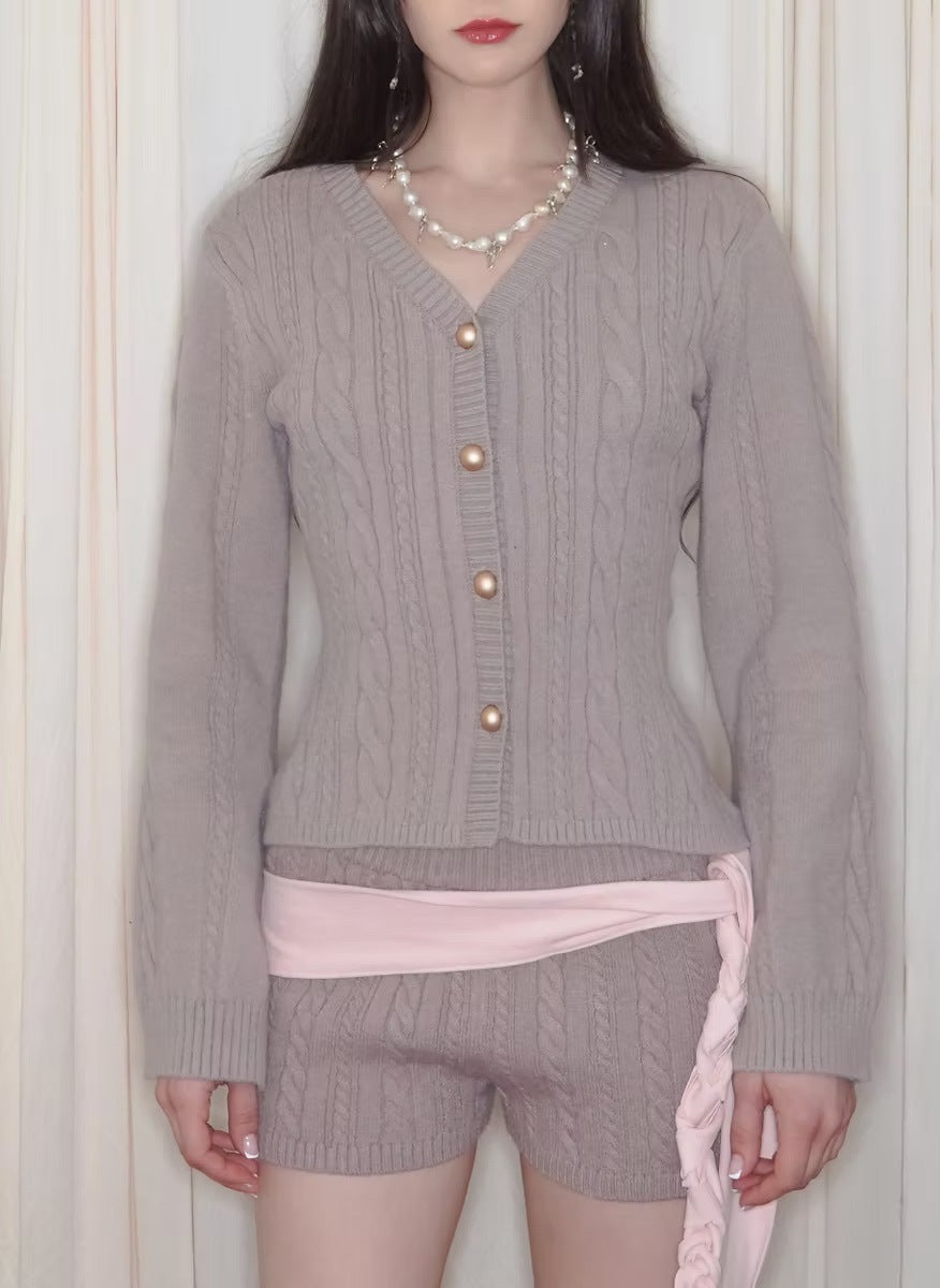 ARTEMIS MAUVE KNIT CARDIGAN