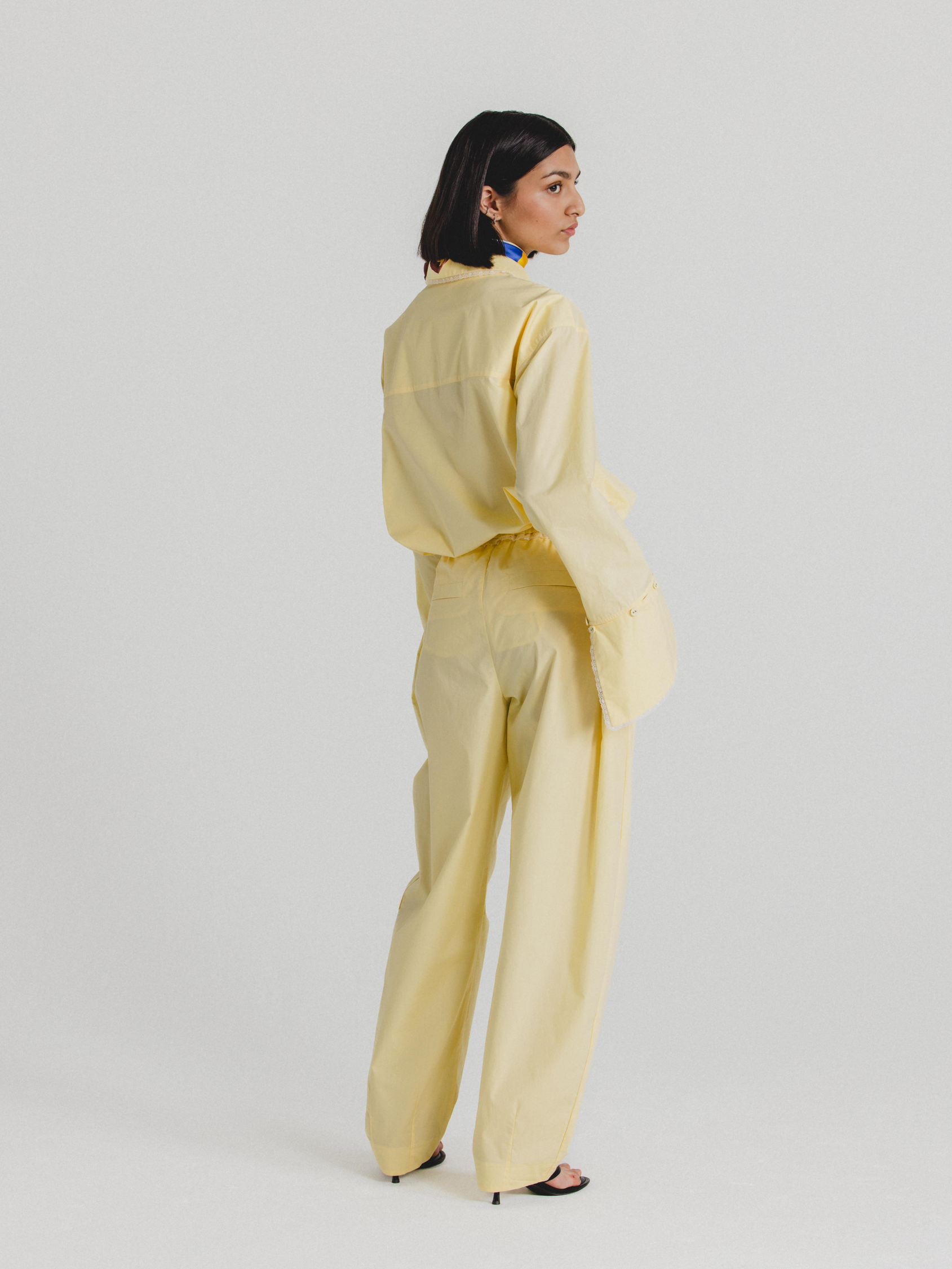 Cotton Poplin Pants in Butter Yellow