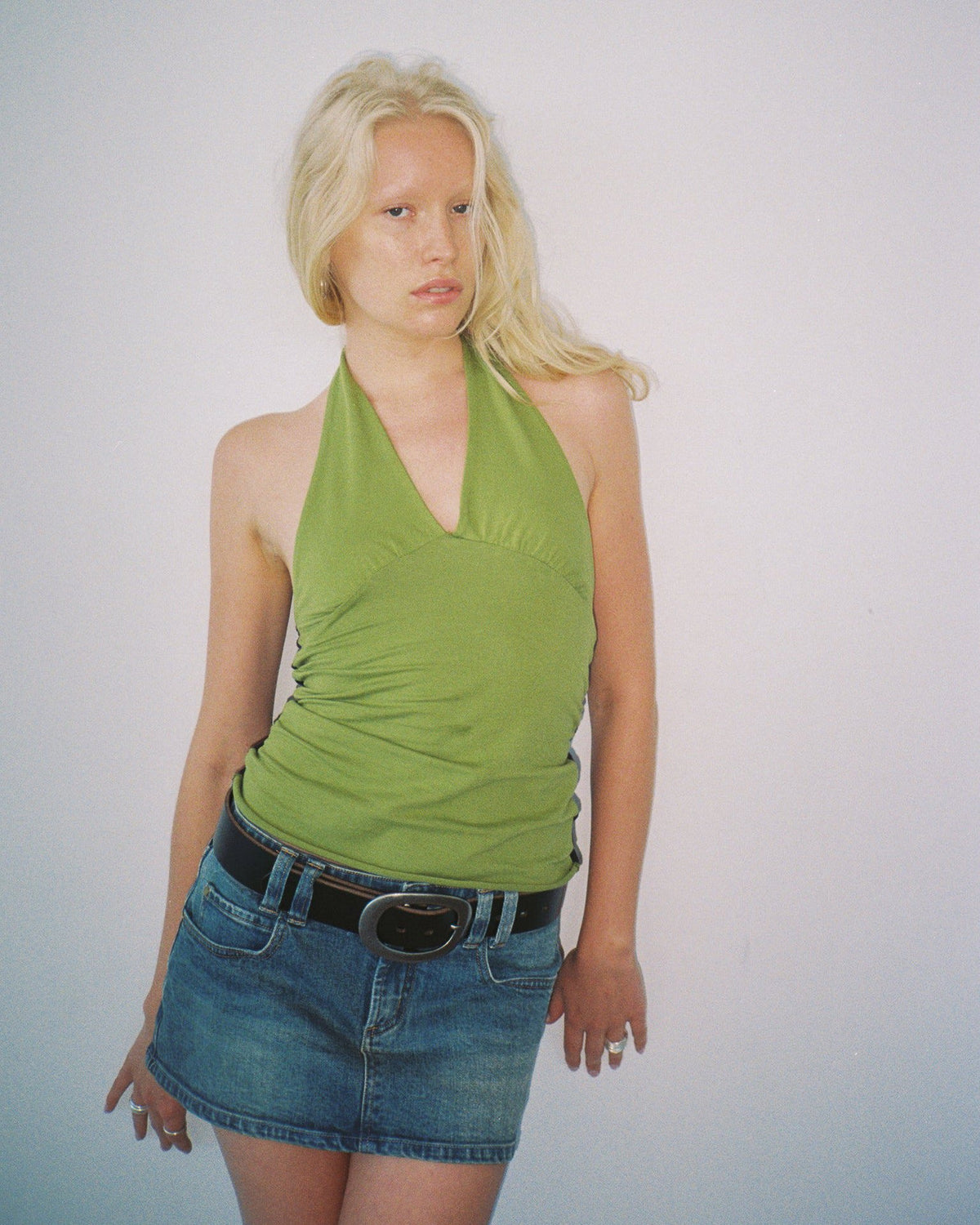 VERSO two tone halter top - green