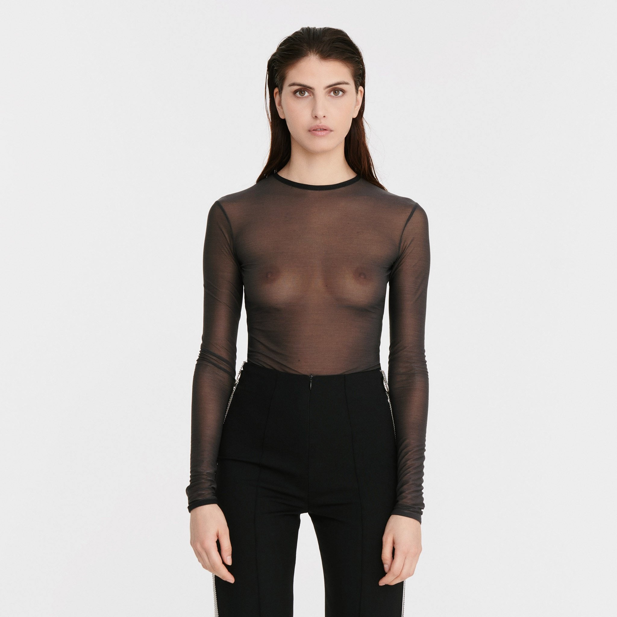 Madonna Bodysuit in Sheer Grey