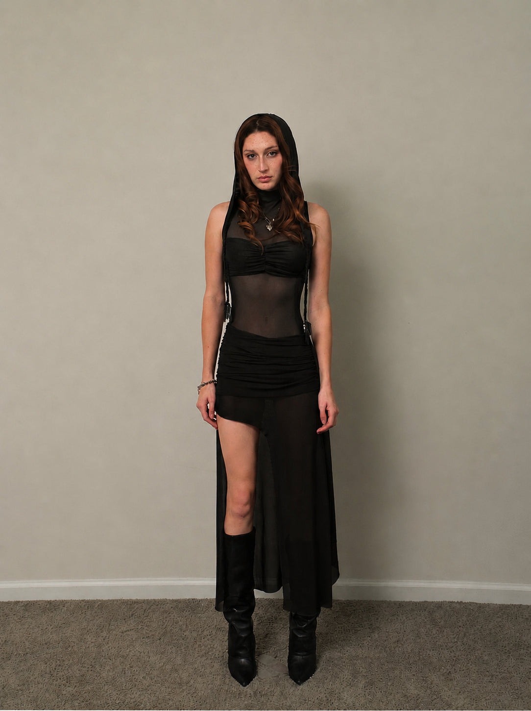 Obsidian Black New Nyx Dress with Hood