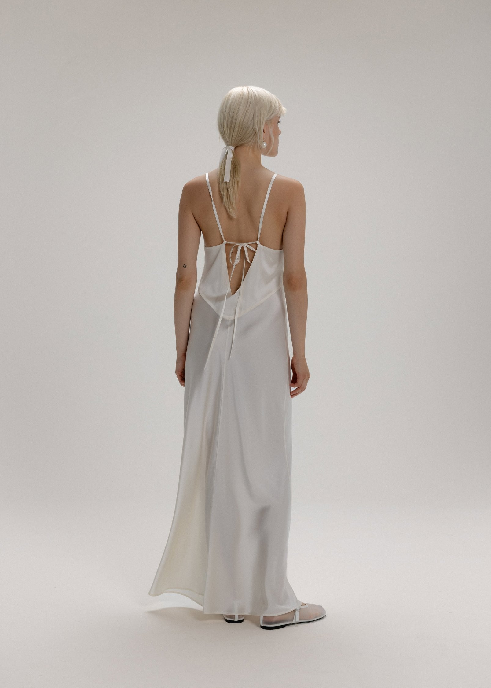 Maxi Silk Slip Dress in Milk White