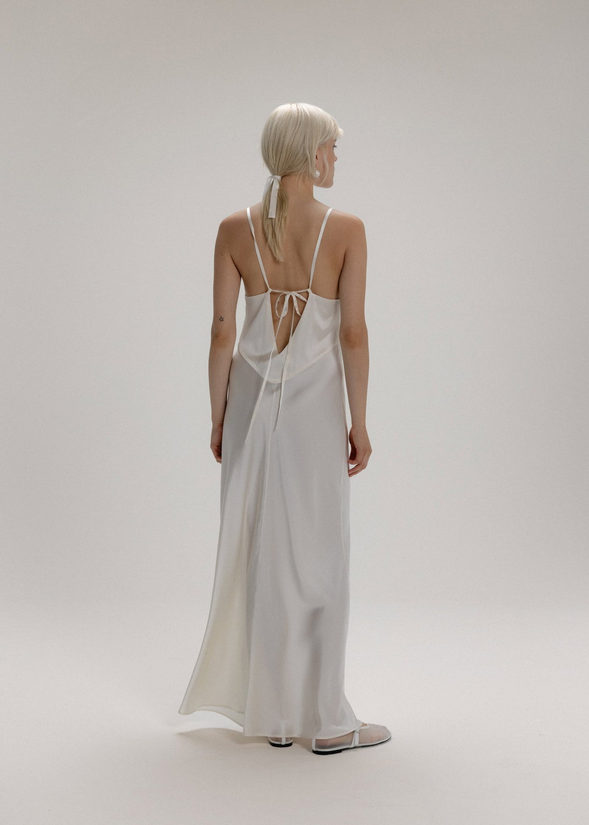 Maxi Silk Slip Dress in Milk White