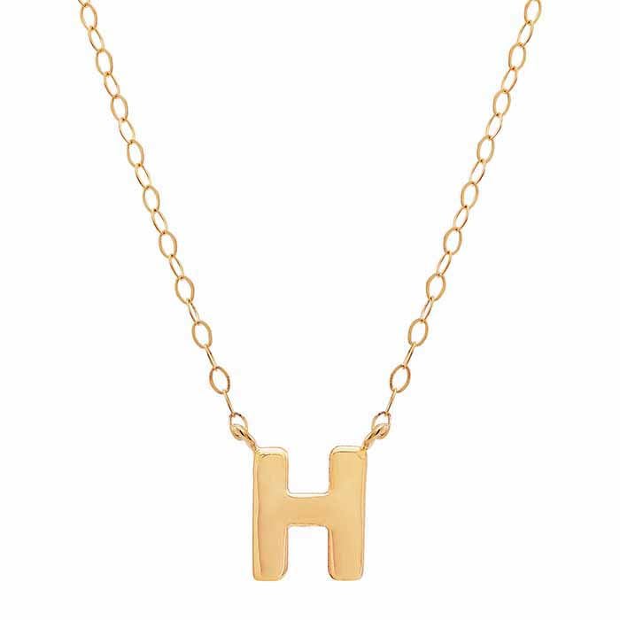 14K Solid Gold Alphabet Necklace