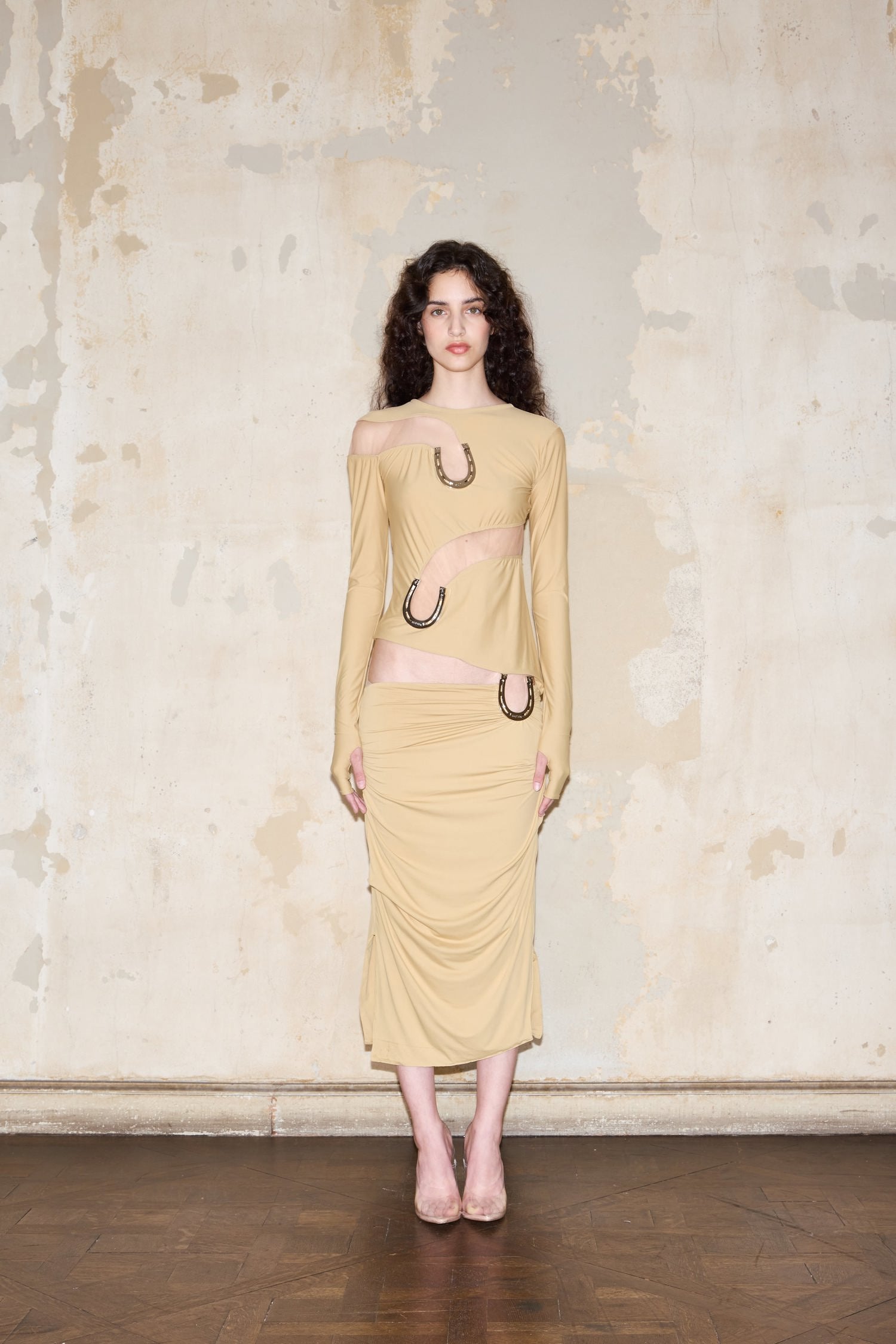 MIDI HELGUERA SKIRT CAMEL