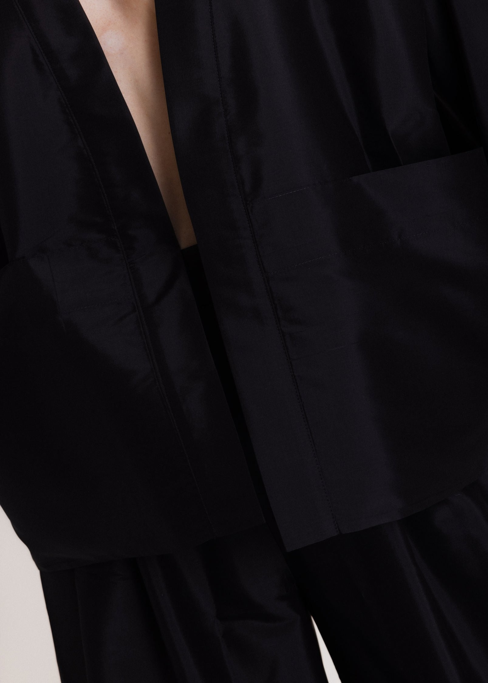 Taffeta Kimono Jacket in Black