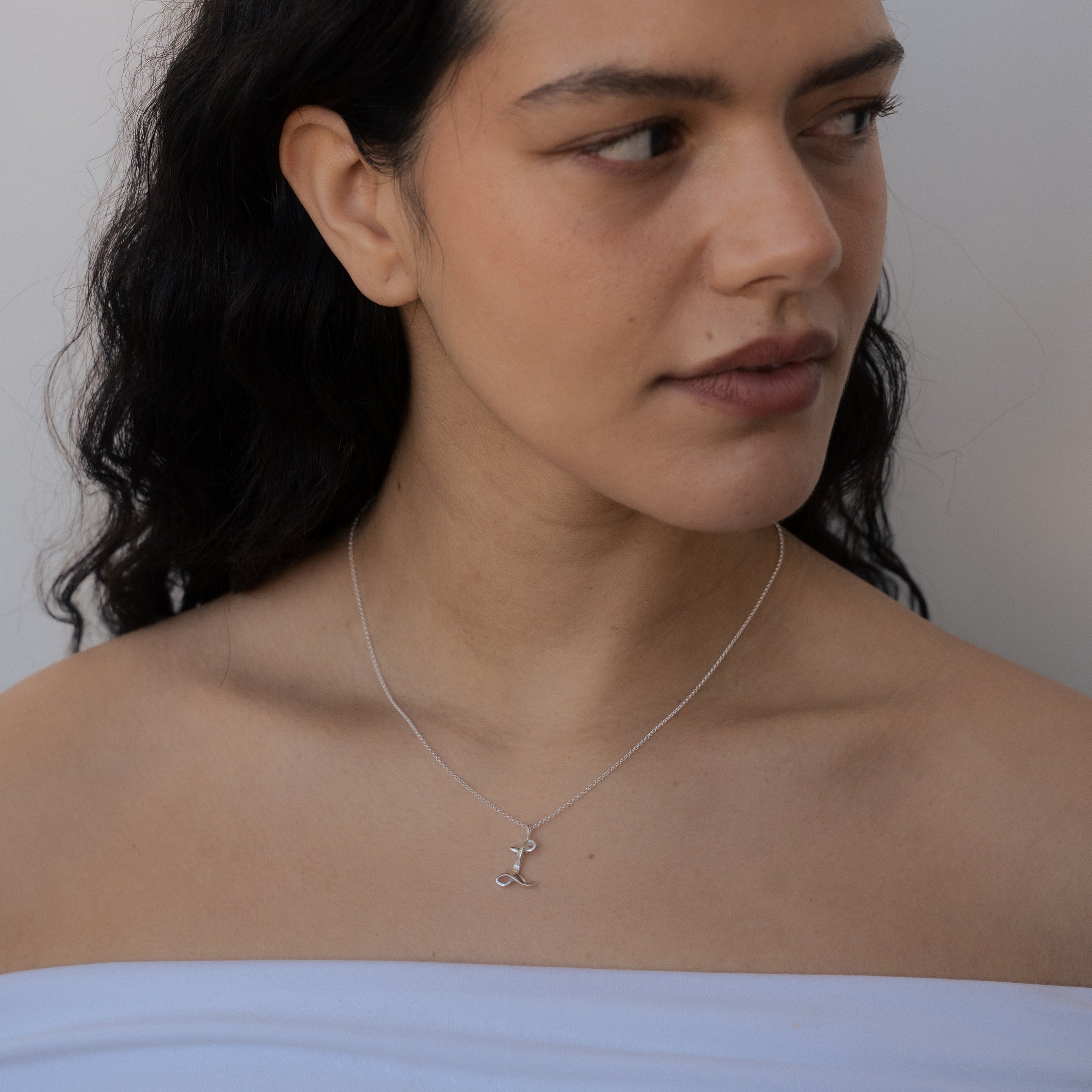 Ribbon Letter Pendant Necklace