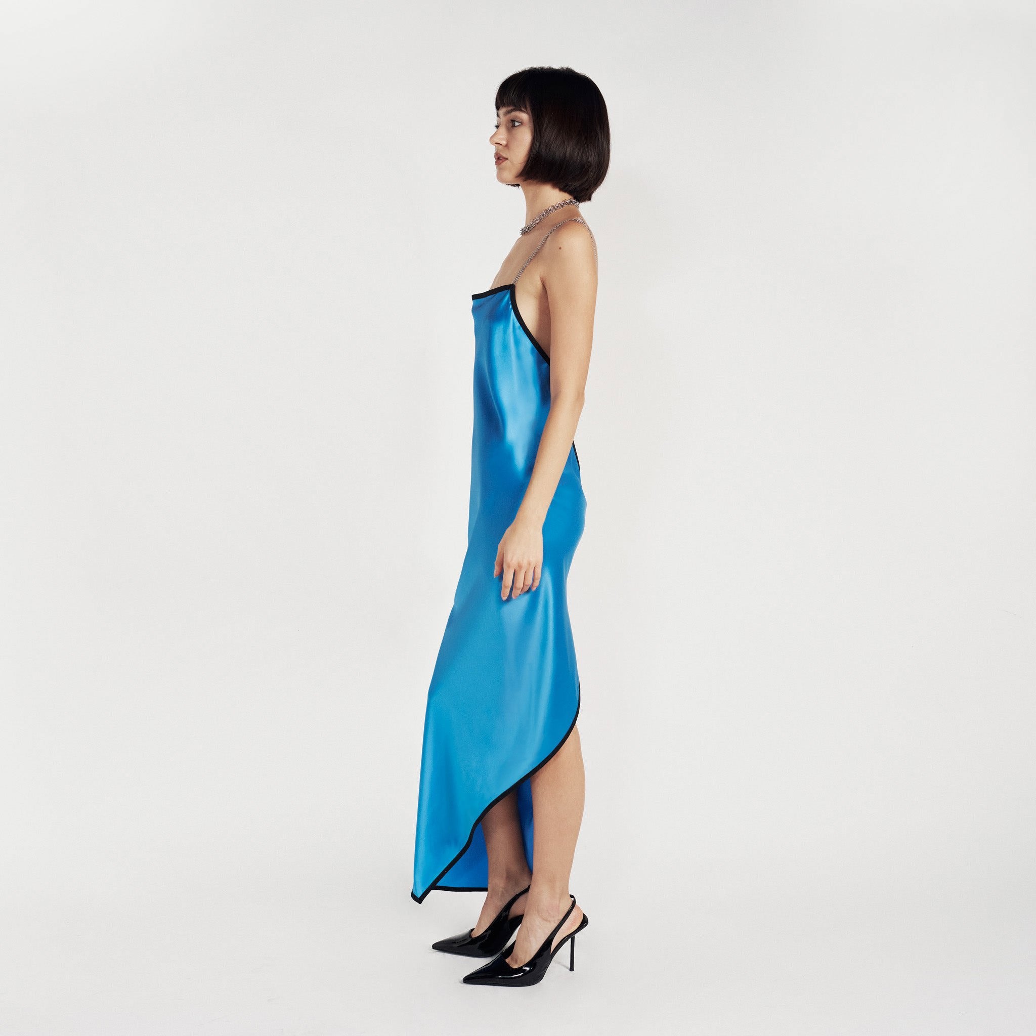 Maxi Goddess Dress with Square Neckline in Blue