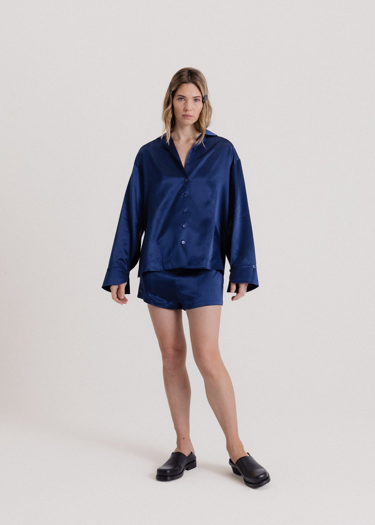 Silk Mini Shorts in Royal Blue