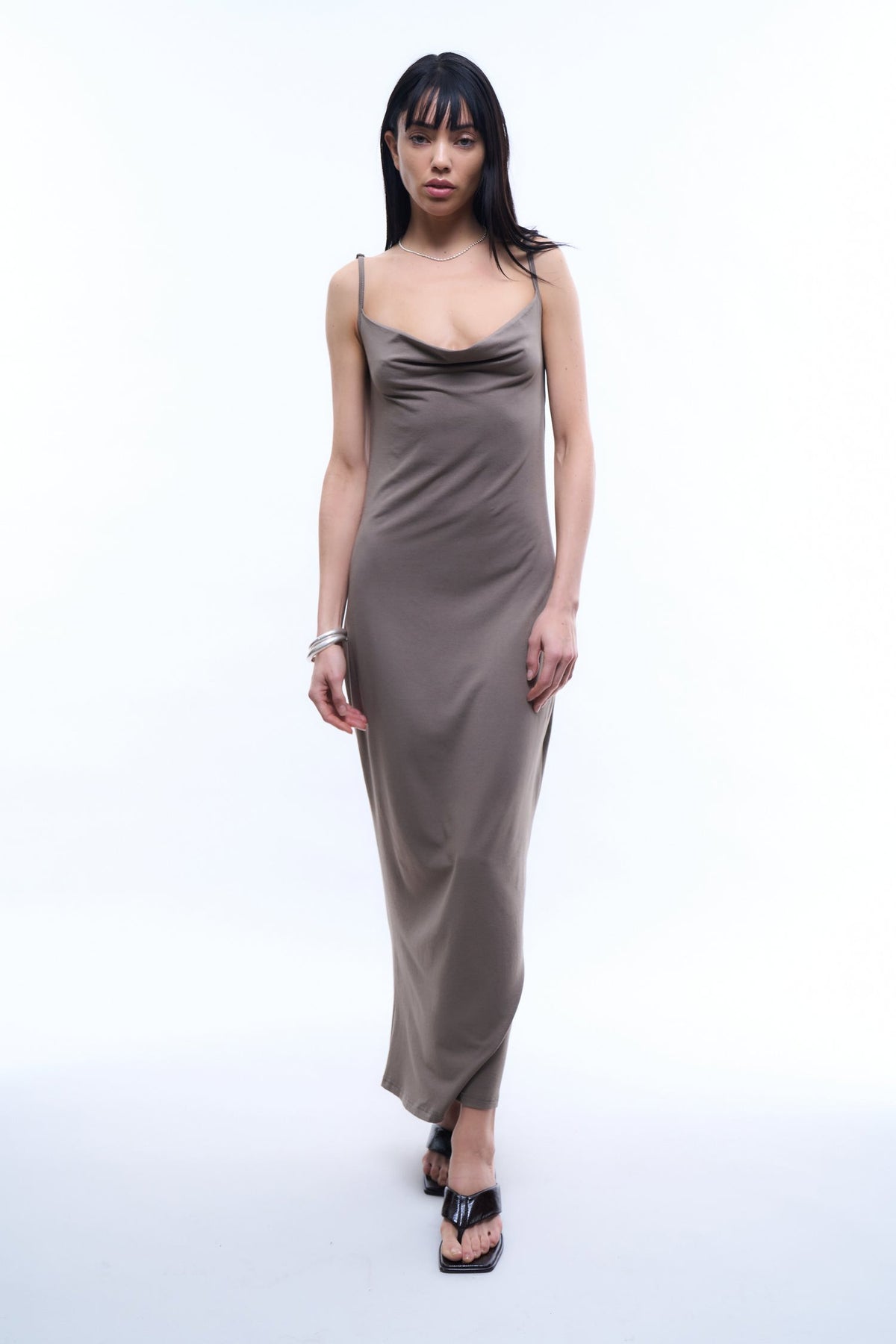 NIGHTLINE LONG DRESS IN MUSHROOM