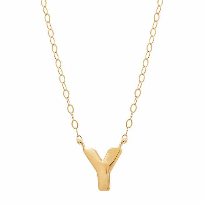 14K Solid Gold Alphabet Necklace