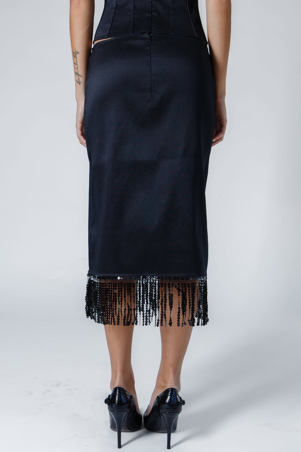 The Jasmine Skirt with Sequin Fringe