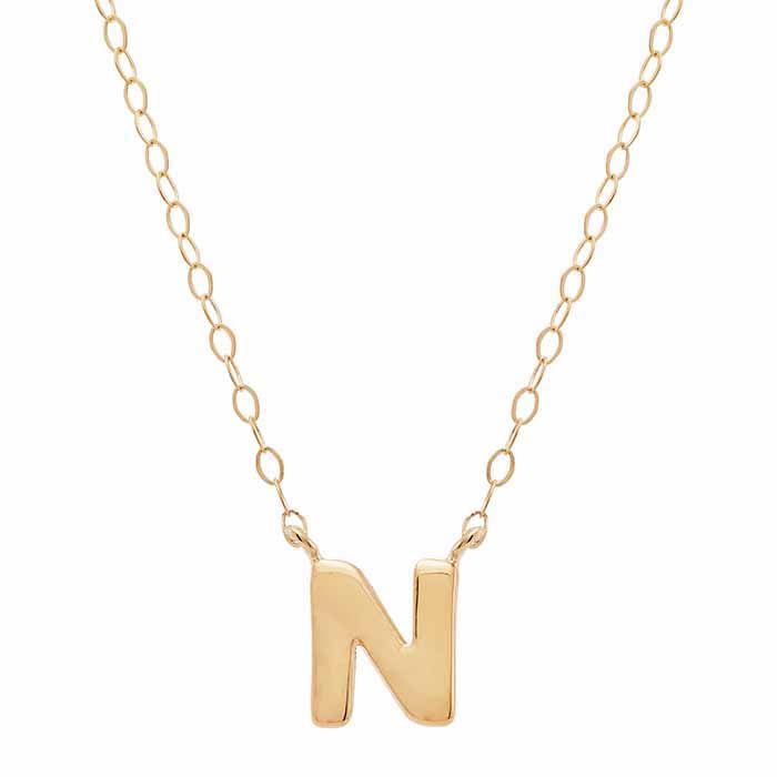 14K Solid Gold Alphabet Necklace