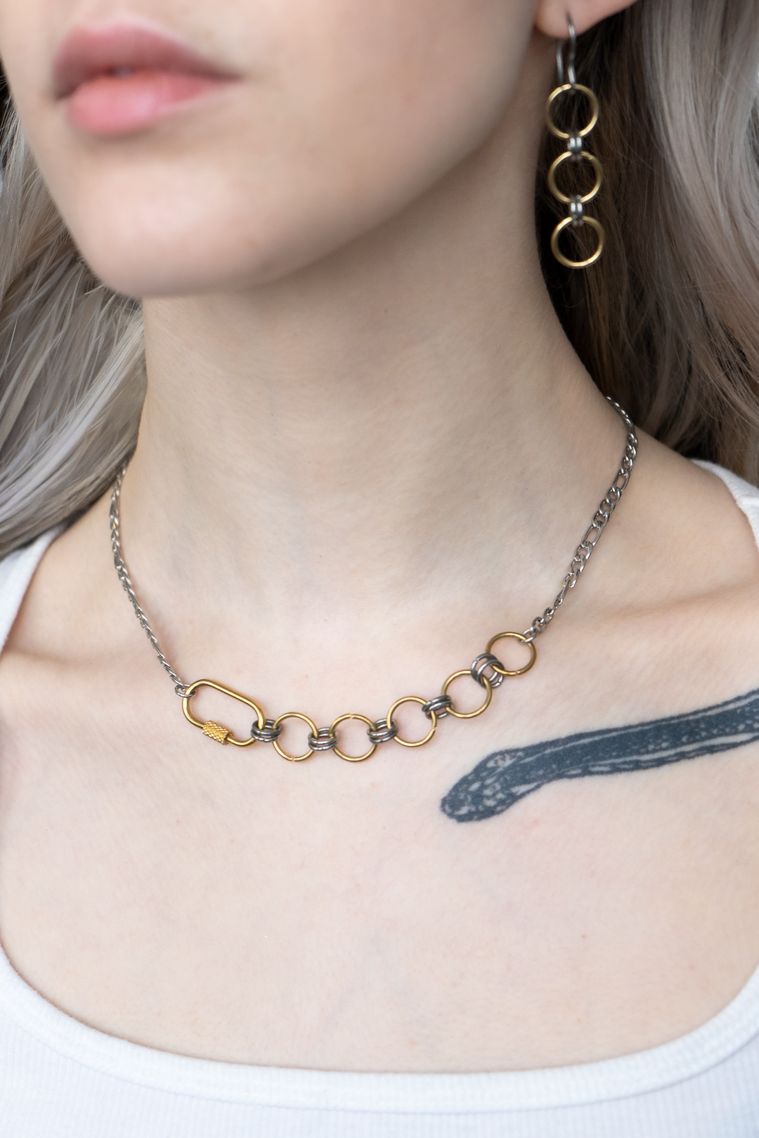 The Sutton - Mixed Metal Chainmail Carabiner Chain