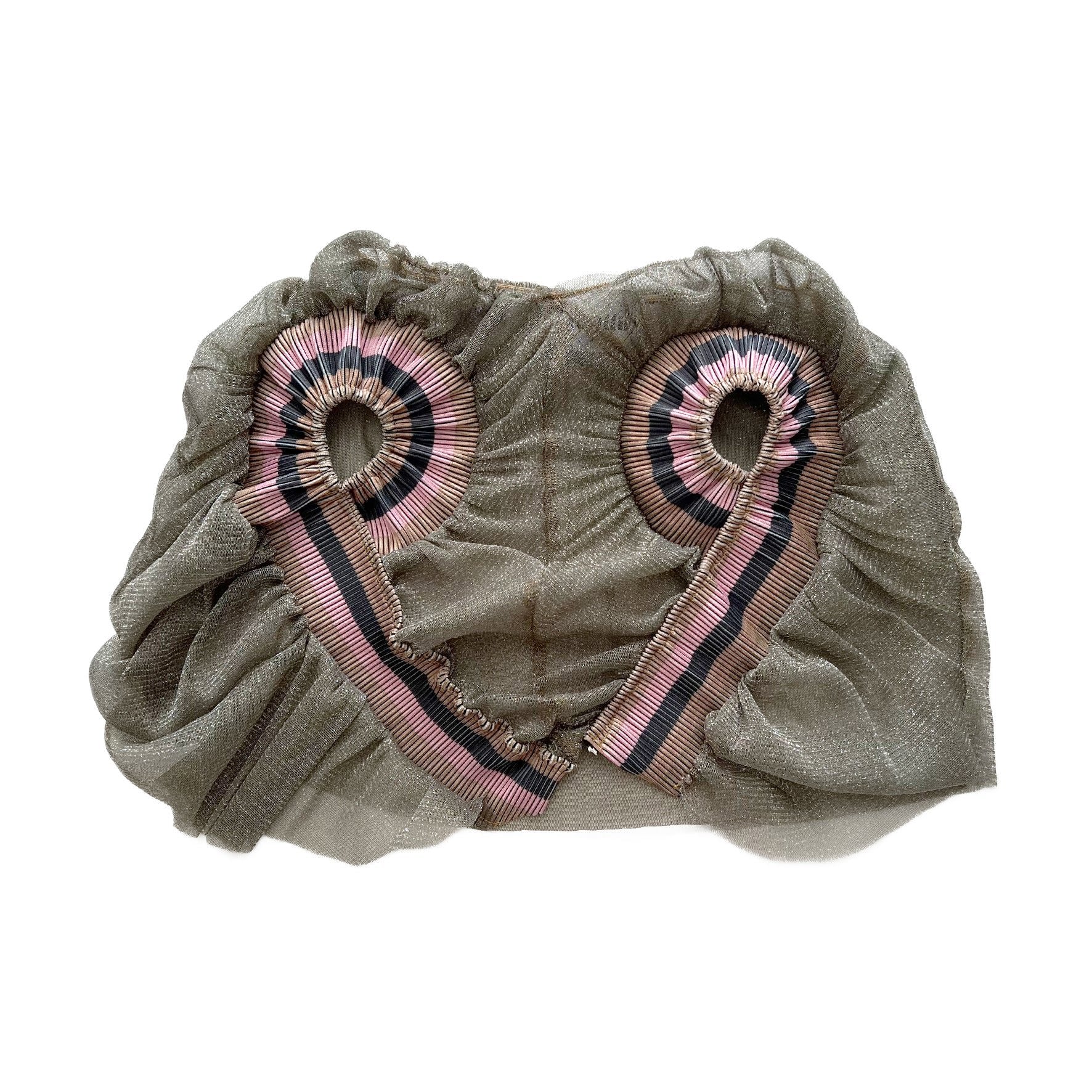 Metallic Silver Mesh Skirt RIb Patched Mini Skirt