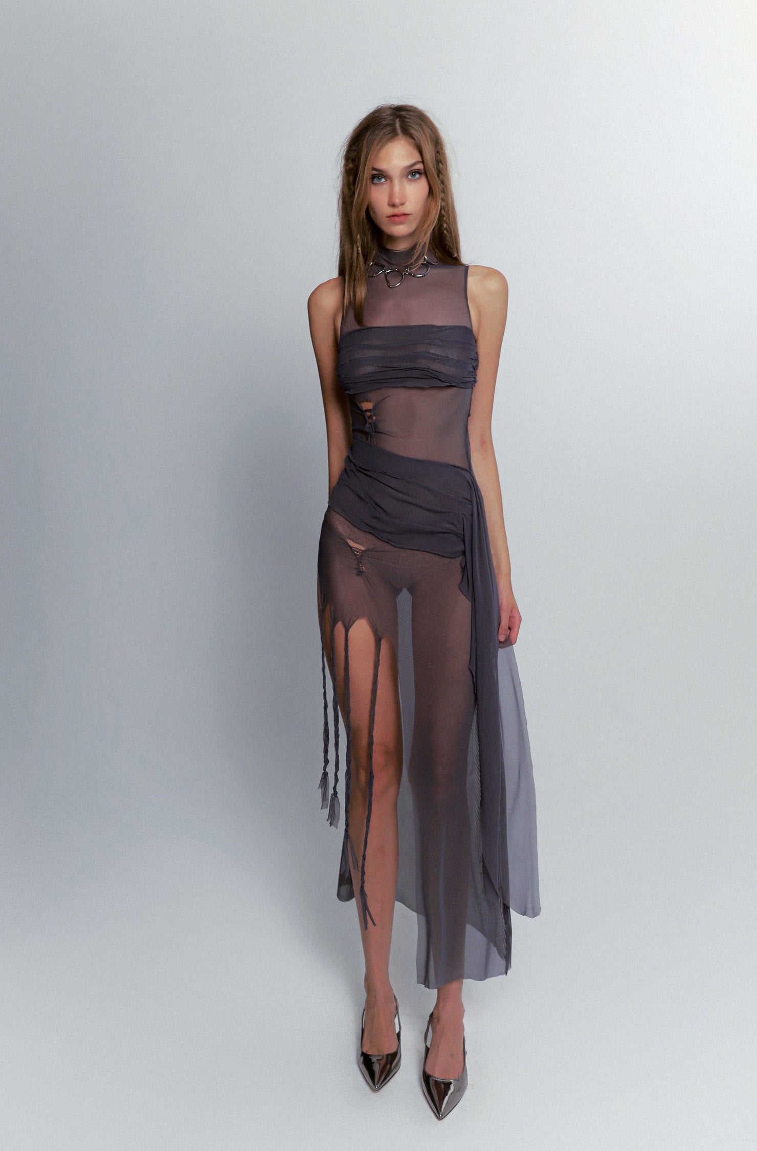 SMOKEY GRAY NYX DRESS WITH HOOD