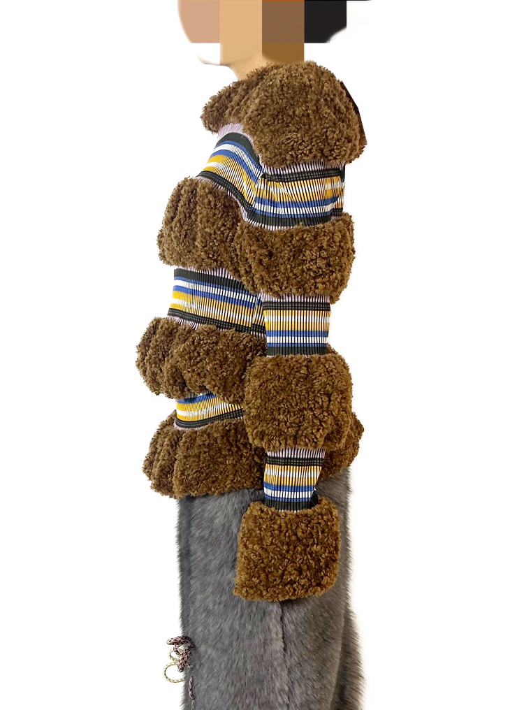 Rust Rib Patchwork Stripe Top