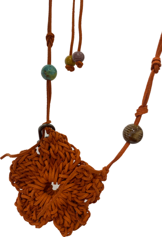Signature Hand Crochet Flower Pocket Bag_ Orange