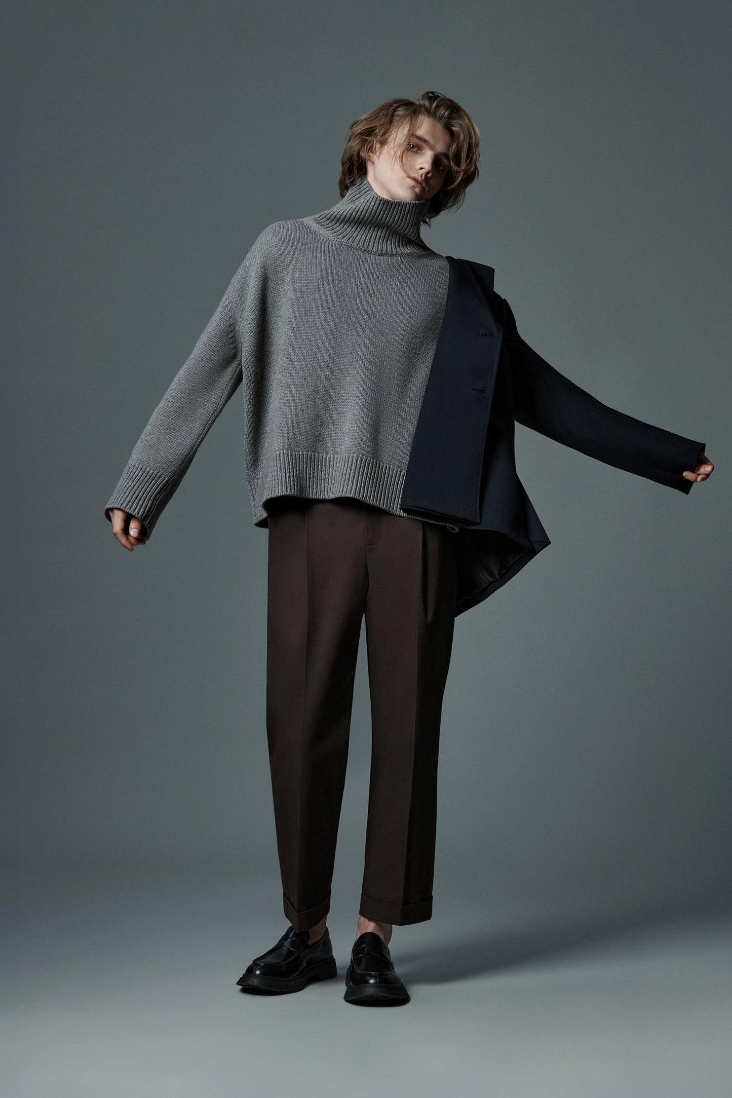 Brown Pleated Wool Trousers