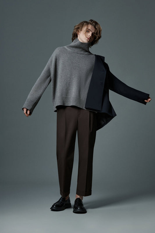 Brown Pleated Wool Trousers
