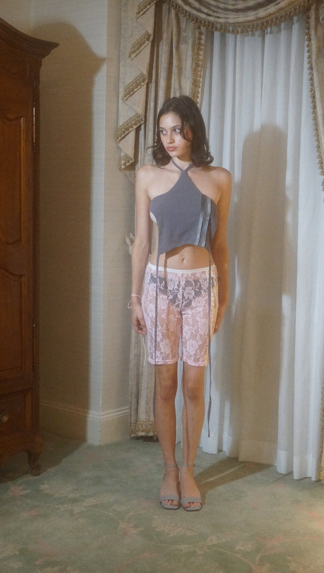 Star Halter Top - Charcoal