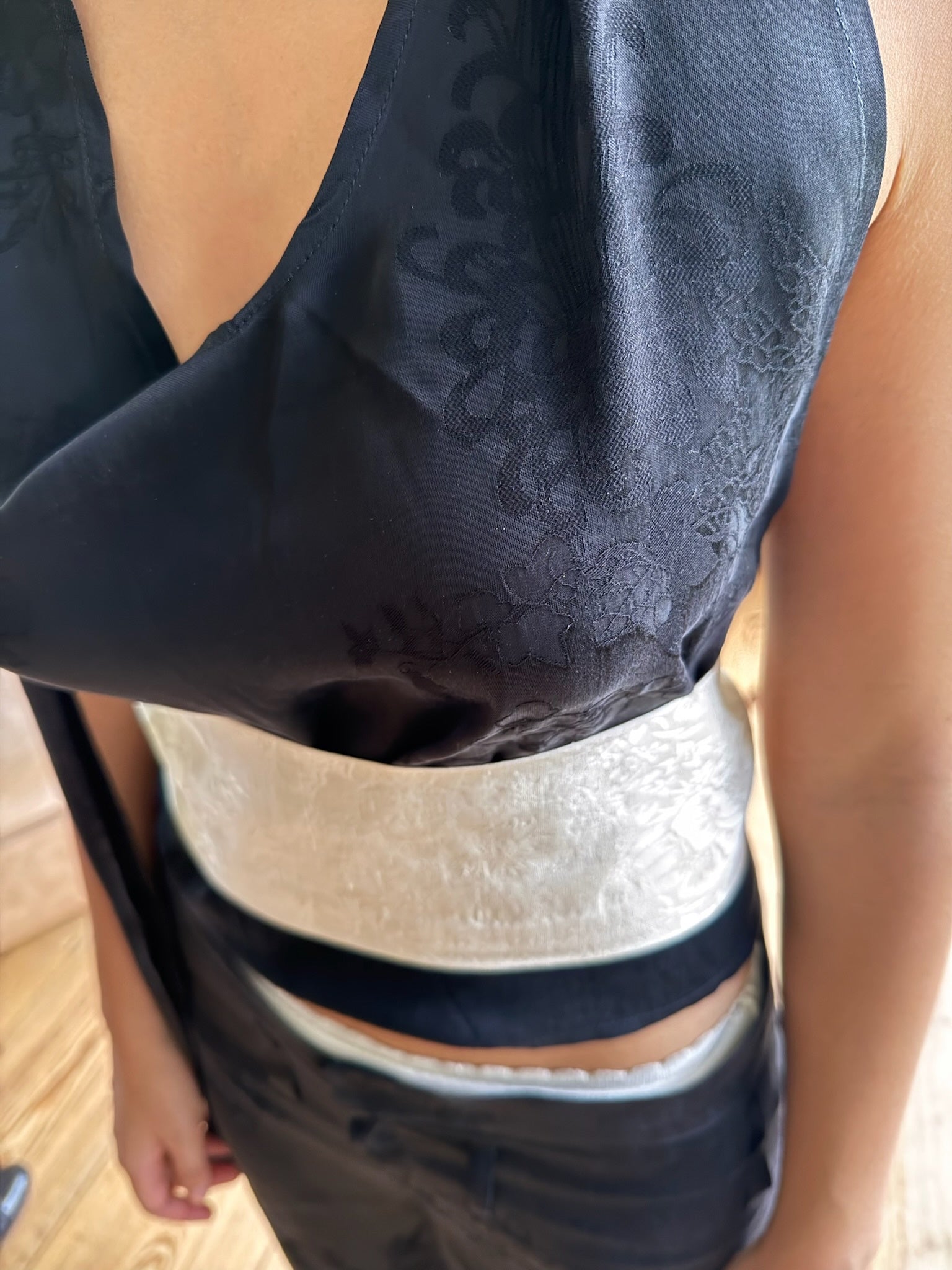 Silk gauze backless top