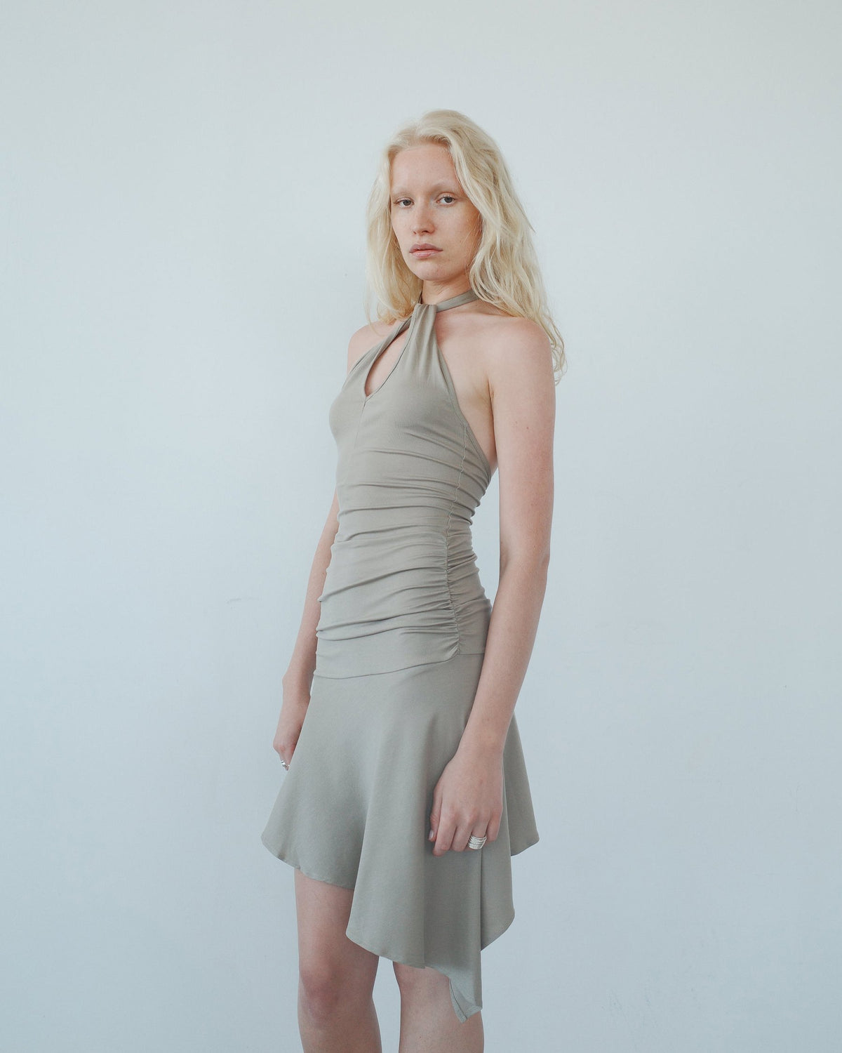 RIVERA asymmetric dress - greige