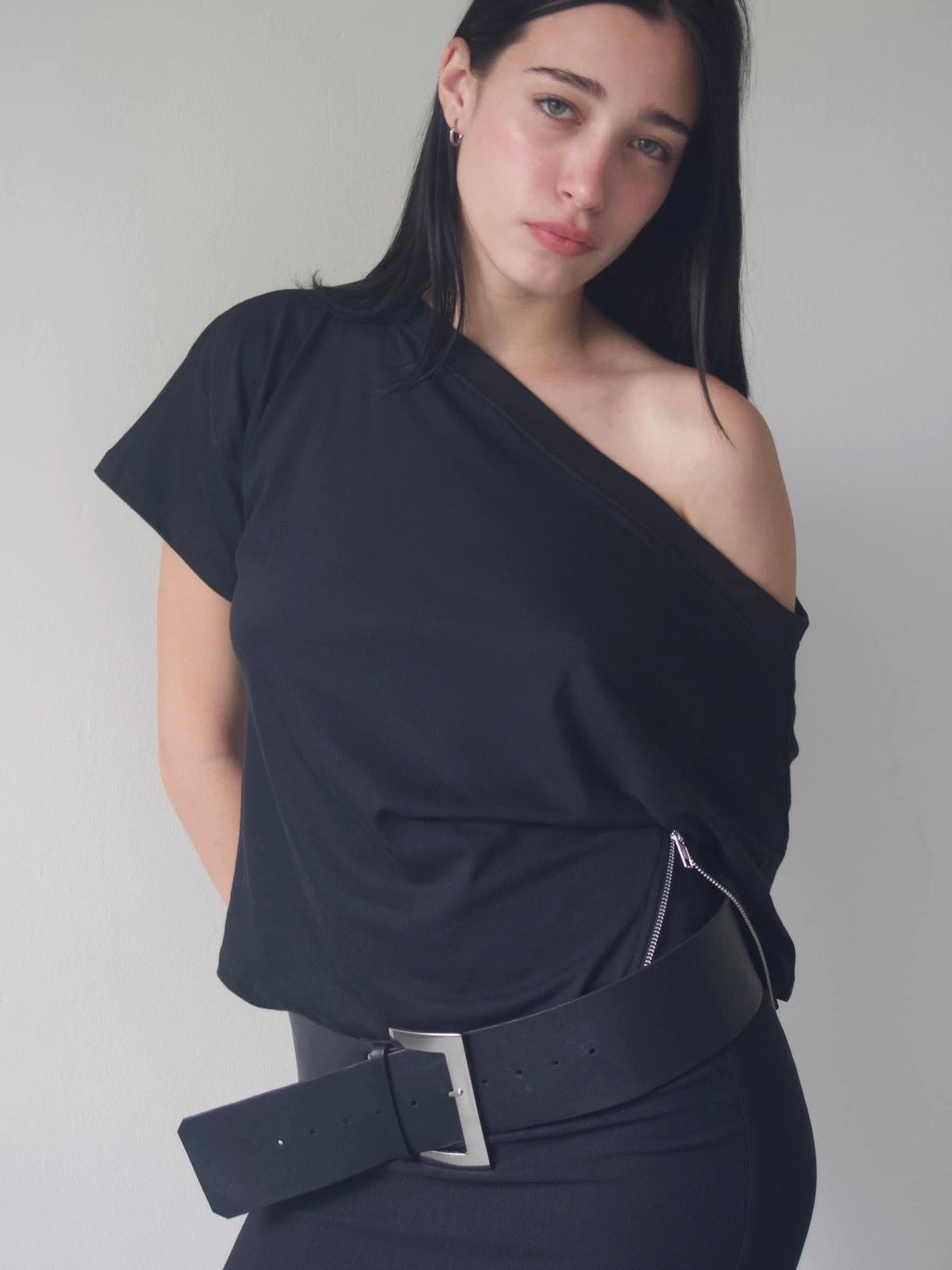 TWO ZIPS SUMMER T-SHIRT (SHORT SLEEVE) - BLACK, WHITE