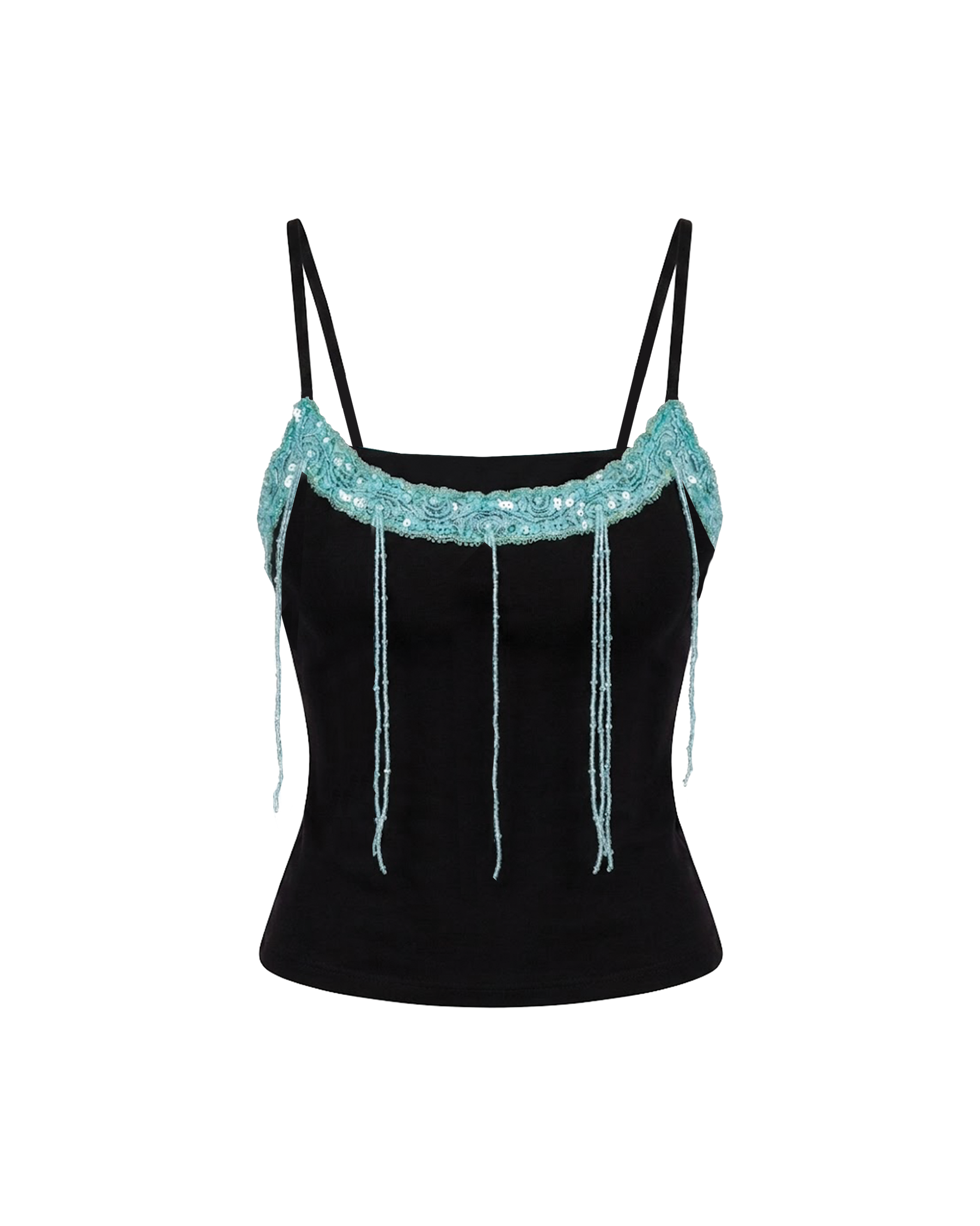 Thalia Tank Top with Aquamarine Trim