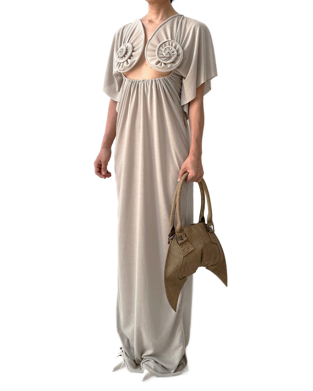 Sea Shell Swirl T-Shirt Gown Beige Jersey