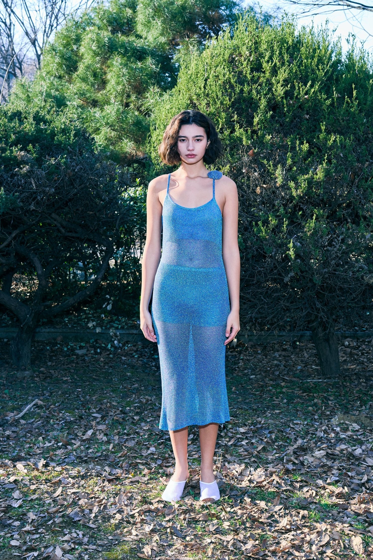 Galaxy Cowl Back Dress in Twilight