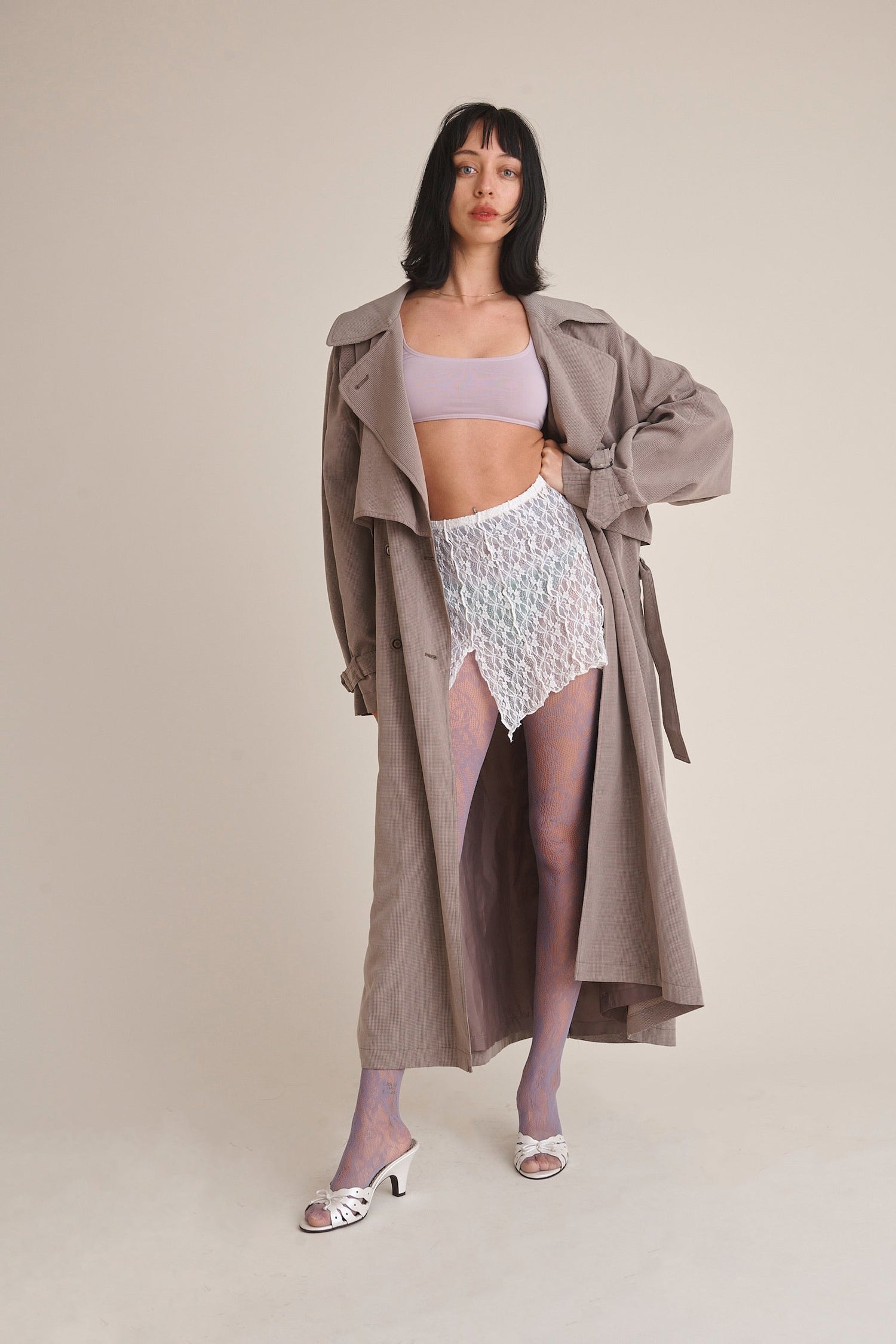 Aria Lace Mini Skirt in White