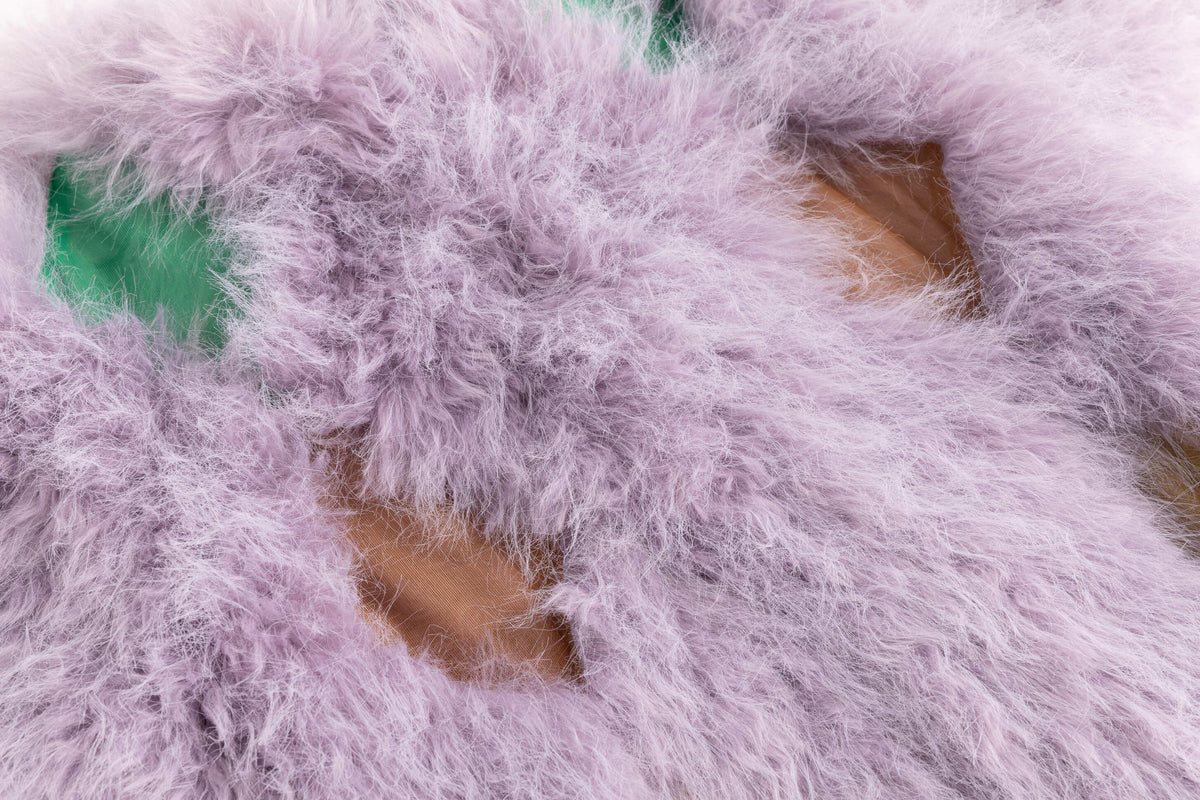 Lavender Faux Fur Patch Mini Coat