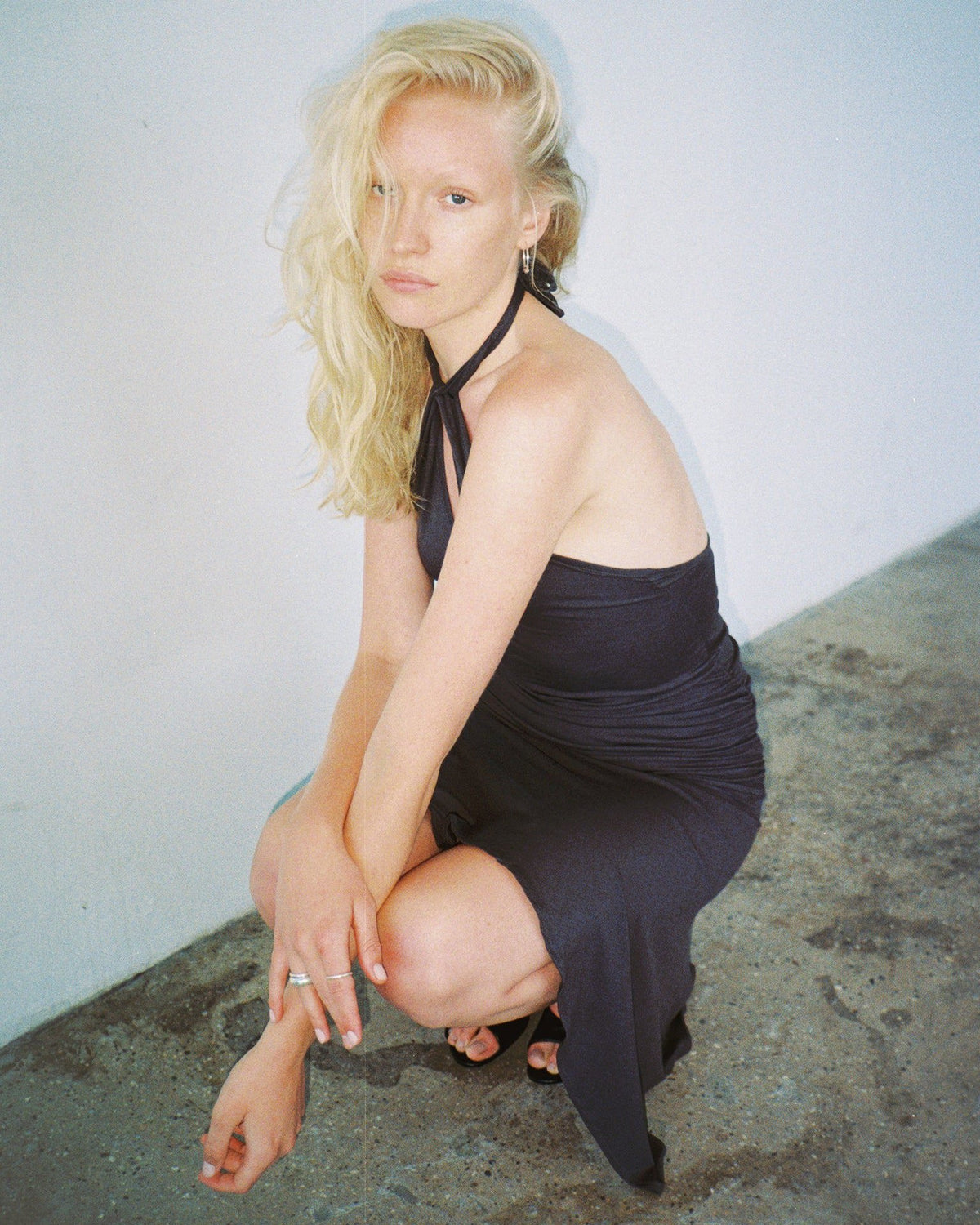 RIVERA asymmetric dress - charcoal