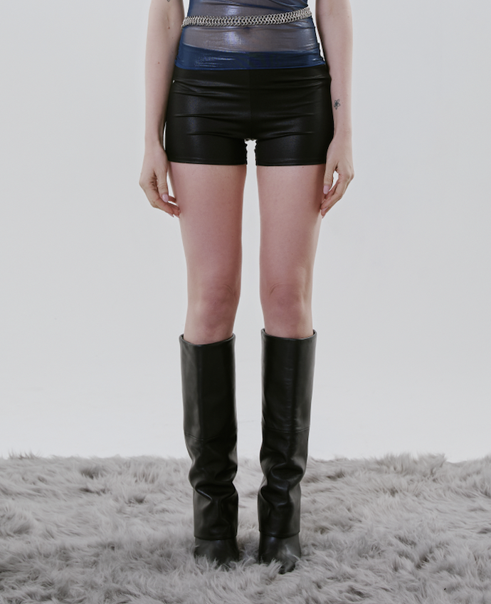 Black Onyx Stretch Pleather Shorts